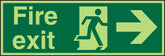 SECO Photoluminescent Safe Procedure Safety Sign Fire Exit Man Running and Arrow Pointing Right Glow In The Dark 450 x 150mm - SP121PLV450X150